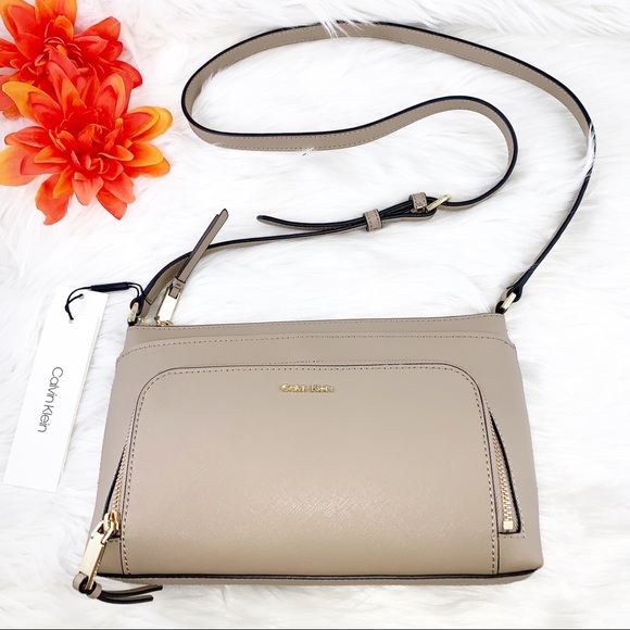 Calvin Klein Handbags - Calvin Klein Pastel brown leather crossbody bag